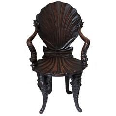 Carved Wood Italian Grotto Chair