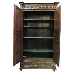 Solid Walnut Gothic Style Armoire