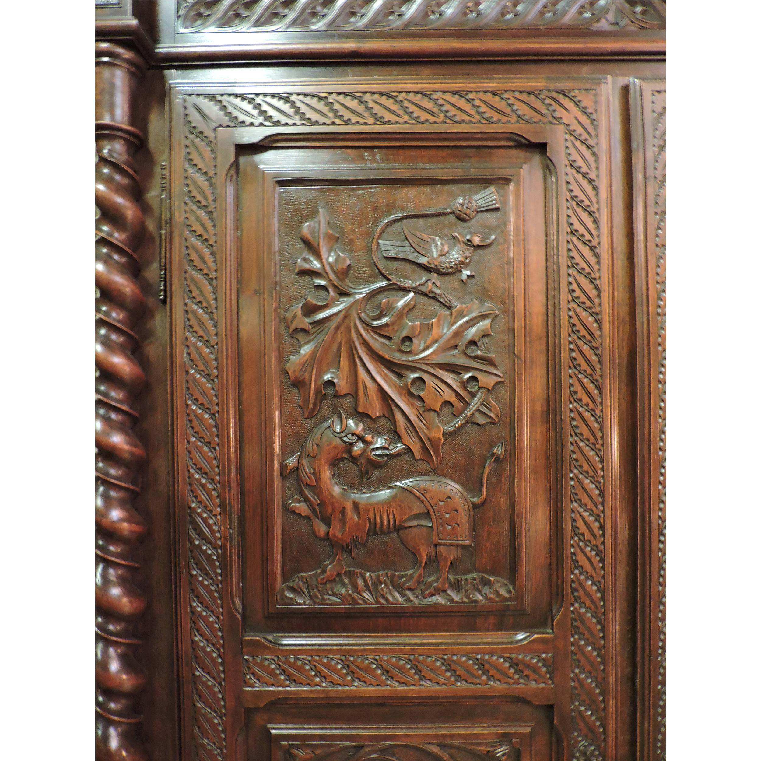 Solid Walnut Gothic Style Armoire For Sale 1
