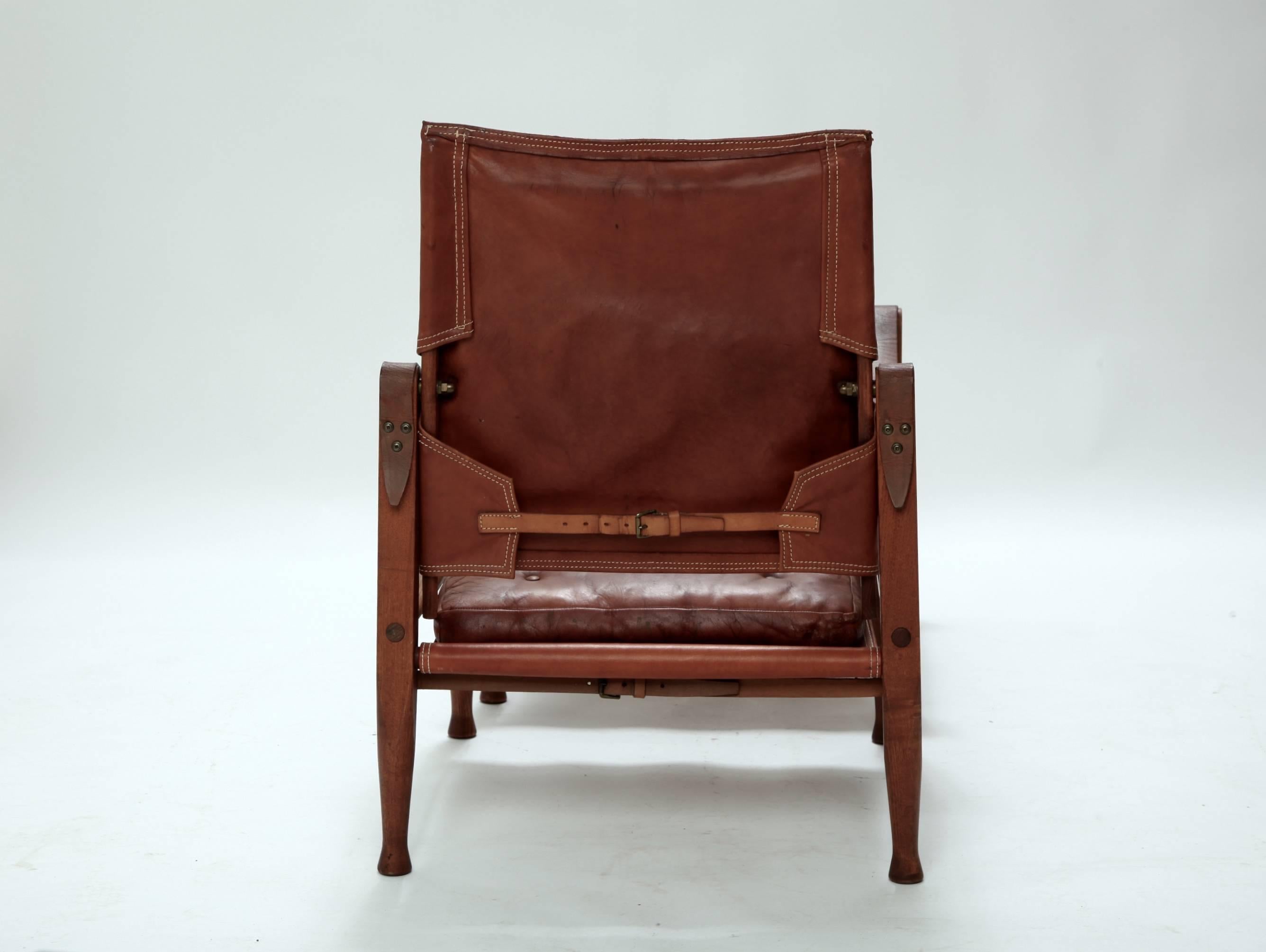 Kaare Klint Safari Chair and Ottoman, Rud Rasmussen, Denmark (free shipping) In Good Condition In London, GB