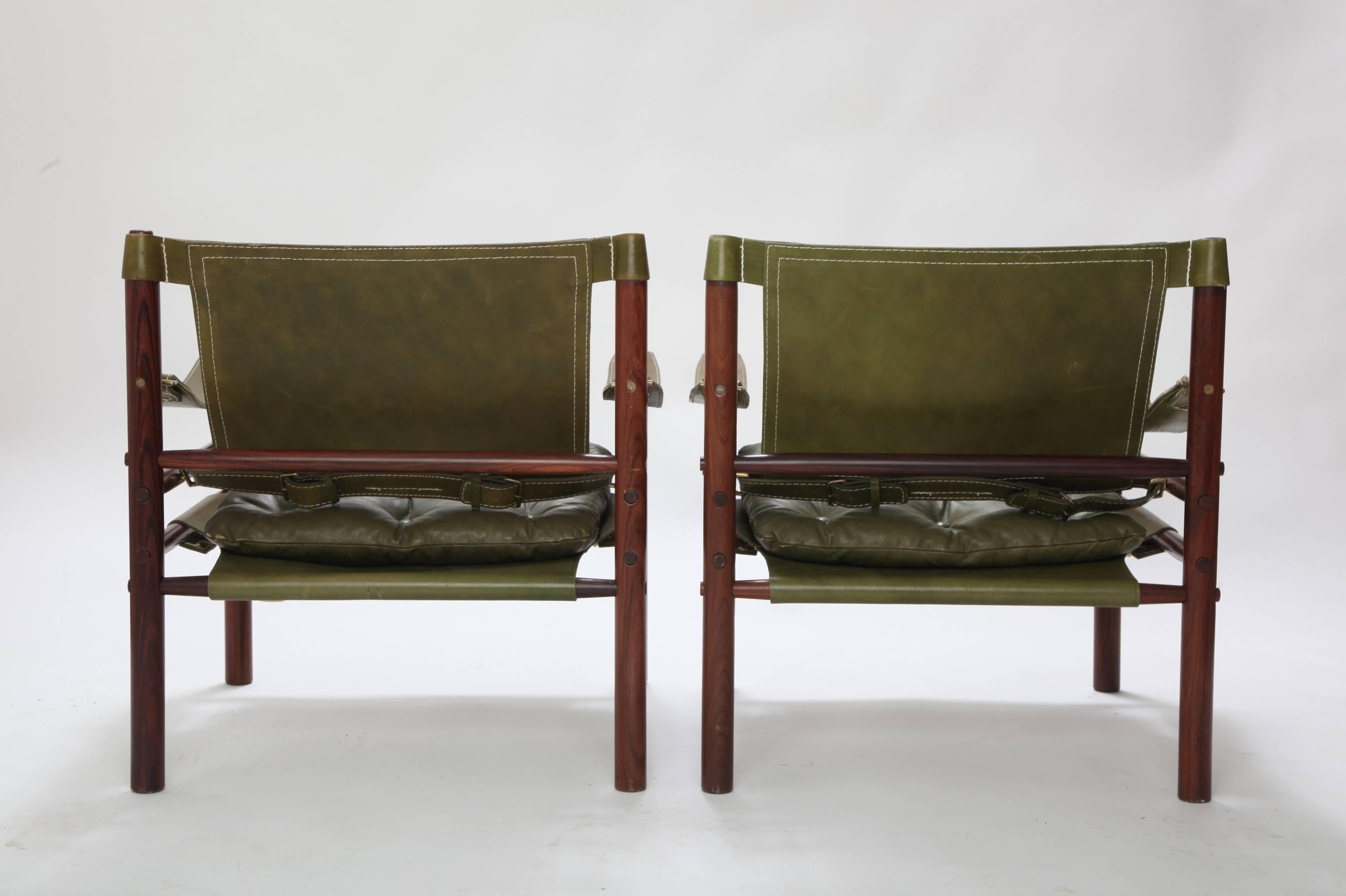 Pair of Arne Norell Rosewood Safari Sirocco Chairs with Detachable Table  1