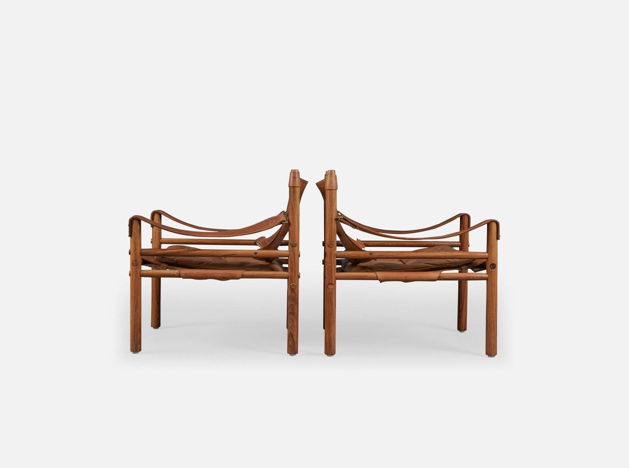 Pair of Arne Norell Safari 'Sirocco' Chairs, Aneby Mobler, Sweden, 1960s In Excellent Condition In London, GB