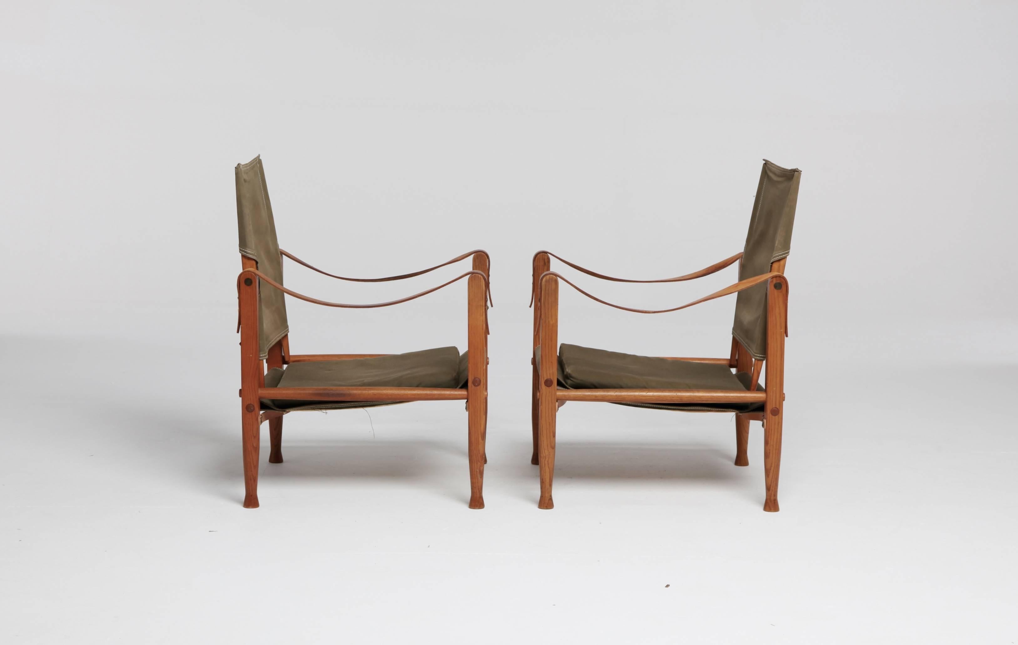Pair of Kaare Klint Safari Chairs, Rud Rasmussen, Denmark, 1960s In Excellent Condition In London, GB