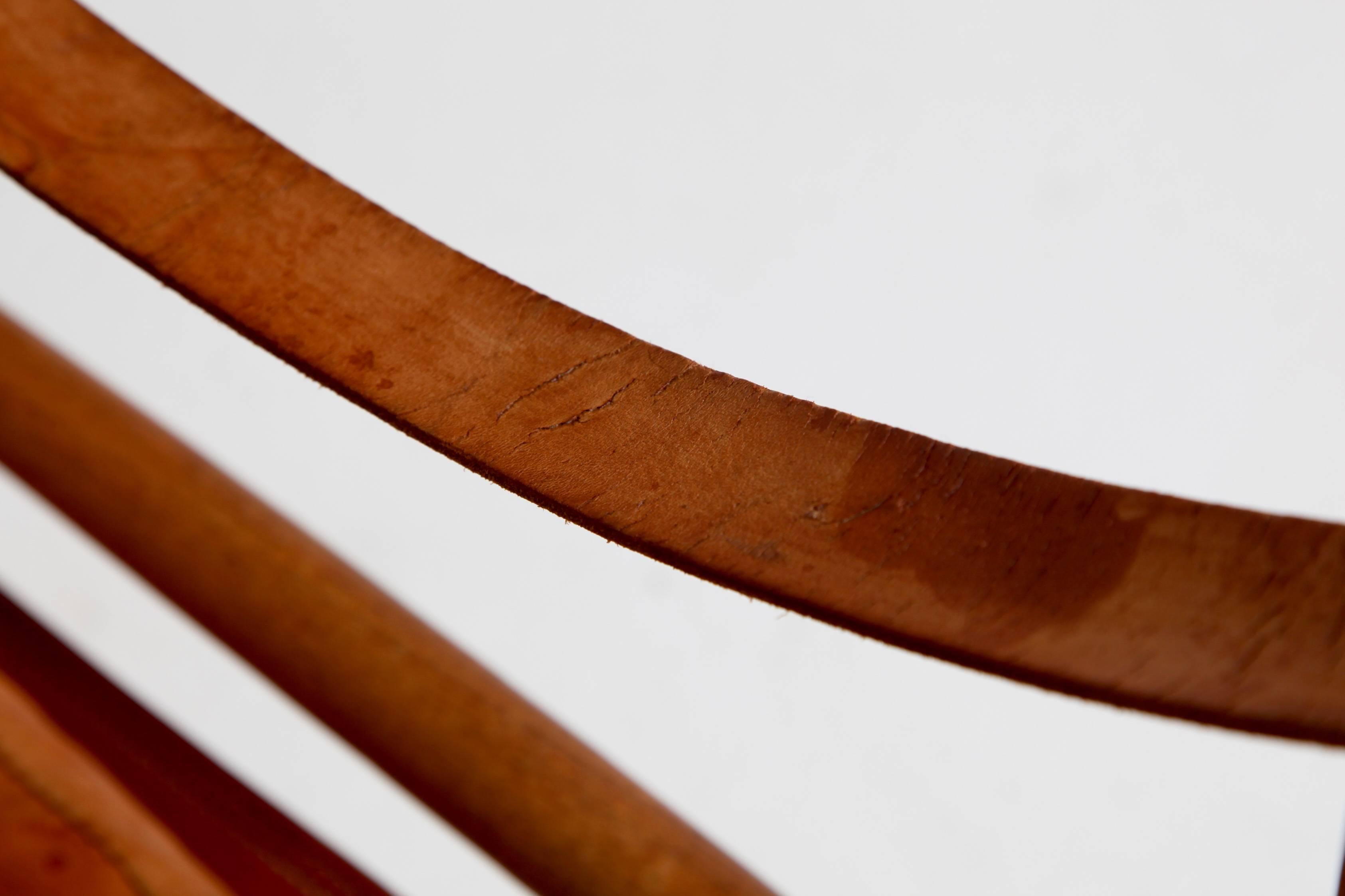 Kaare Klint Safari Chair in Patinated Tan Leather, Rud Rasmussen, Denmark, 1960s In Good Condition In LEWES, GB