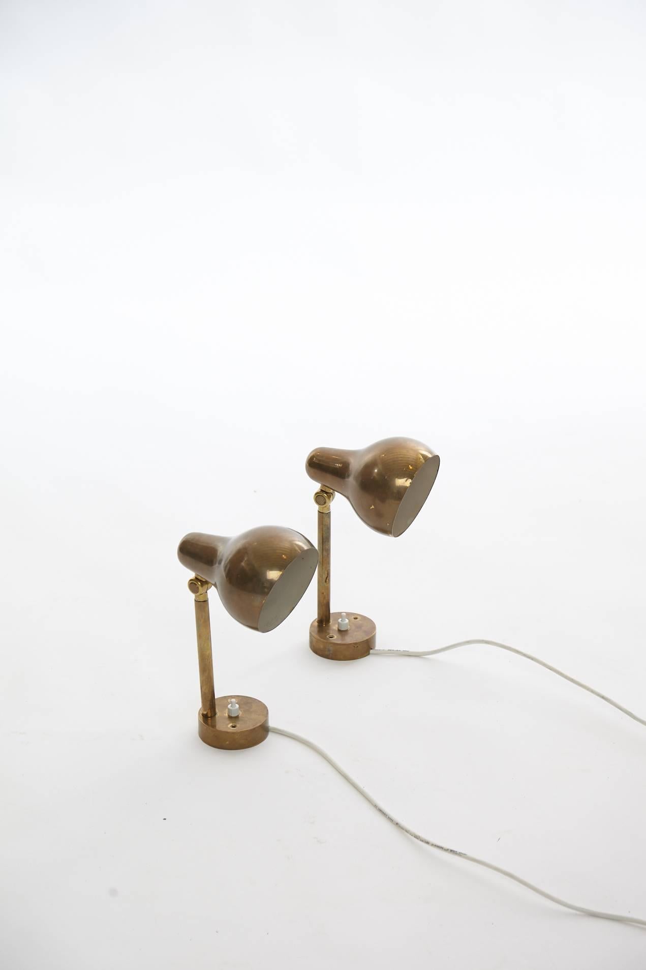 Mid-Century Modern Pair of Brass Vilhelm Lauritzen Brass Sconces for Louis Poulsen, 1950s, Denmark