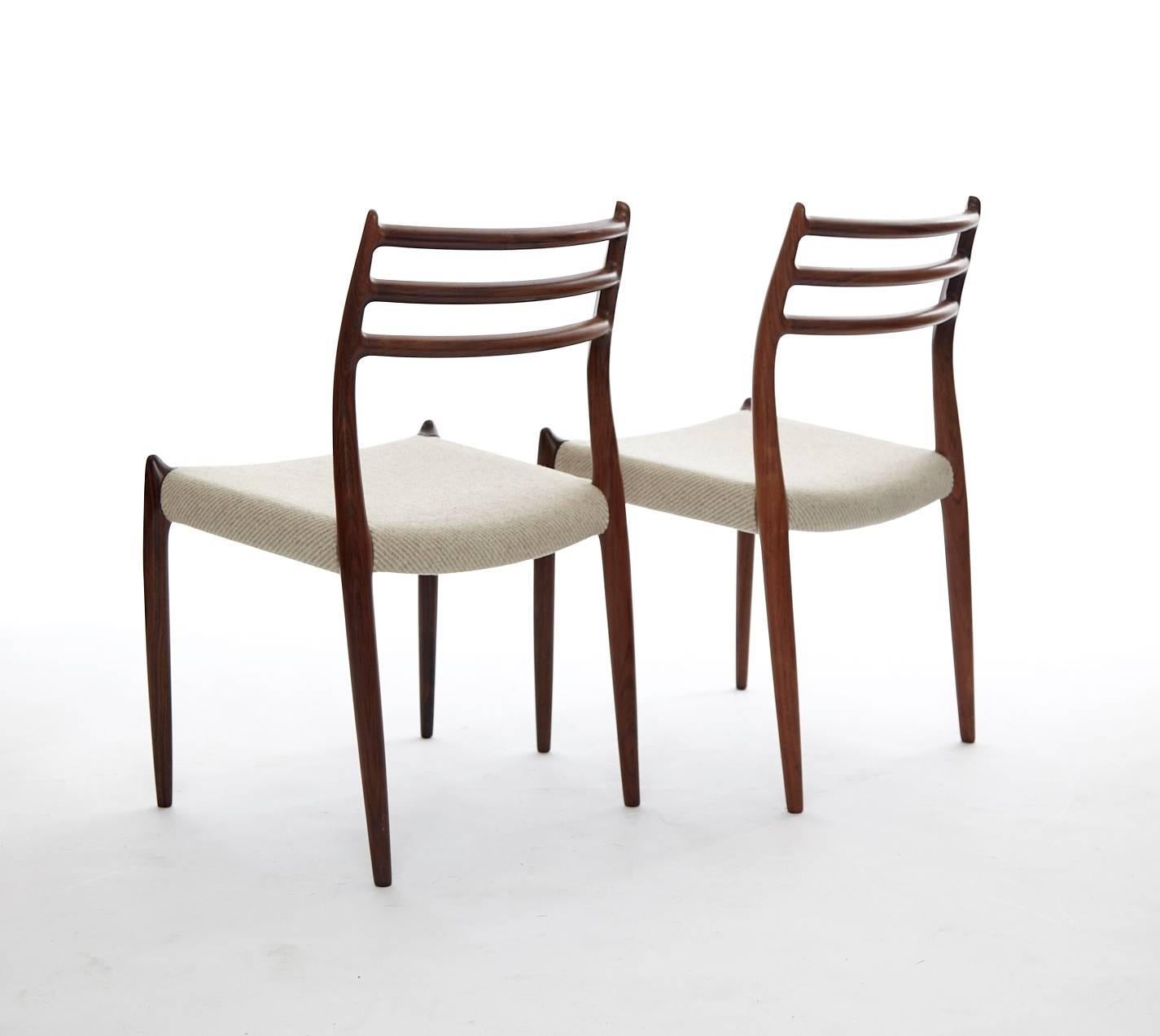 Set of Six Niels O Moller Model #78 Rosewood Dining Chairs, Denmark, 1960s In Excellent Condition In London, GB