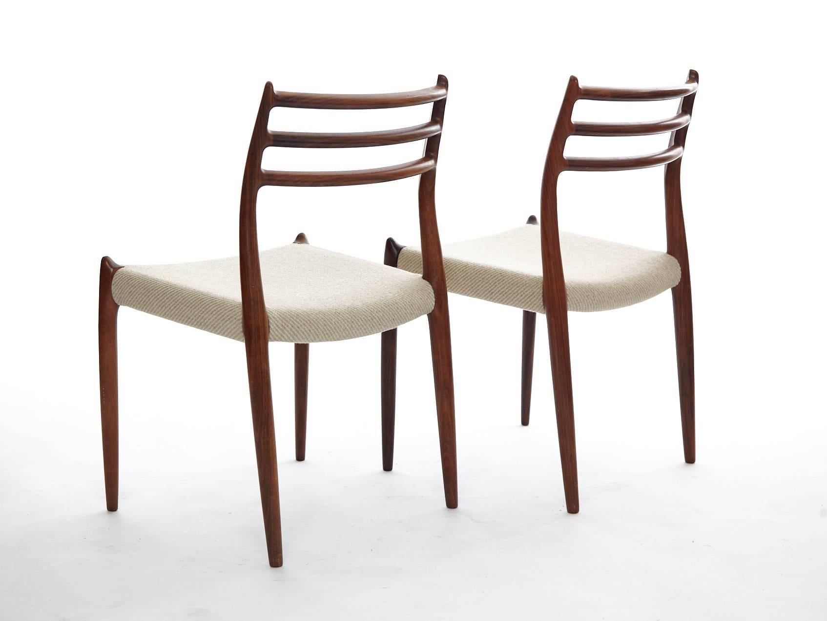 Set of Six Niels O Moller Model #78 Rosewood Dining Chairs, Denmark, 1960s 1