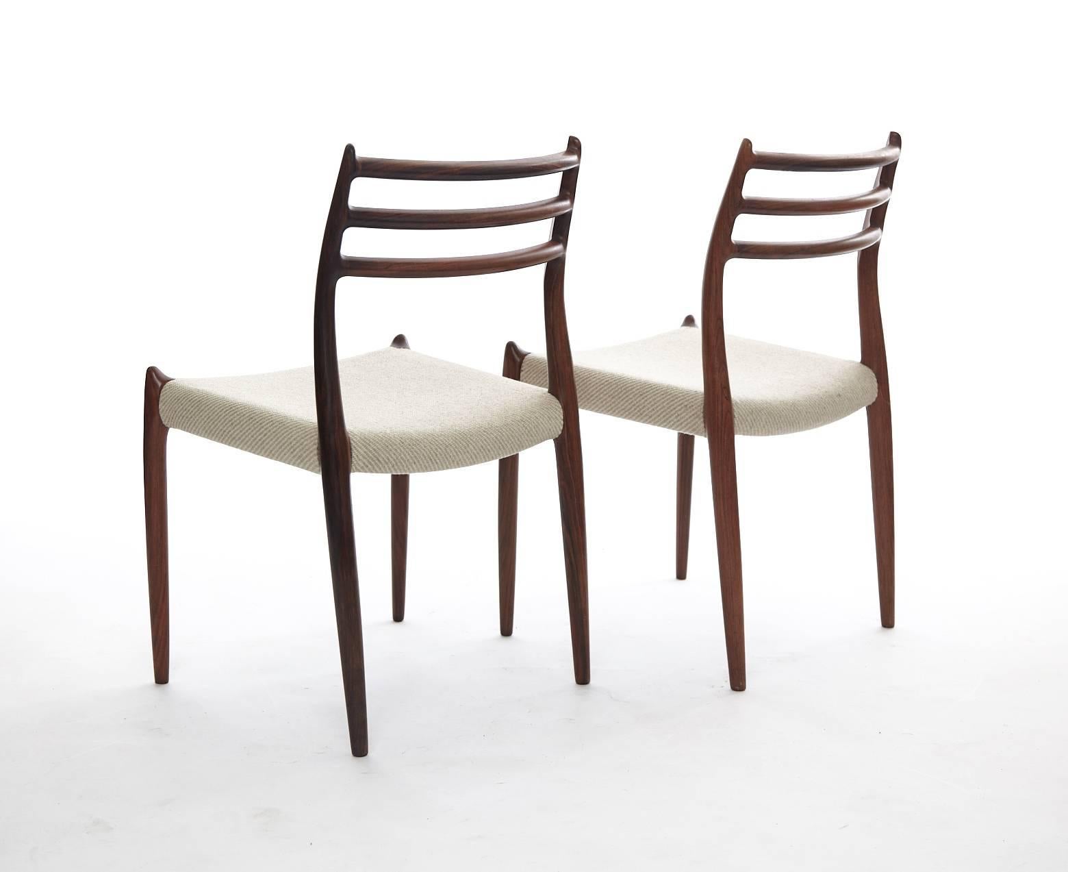 Set of Six Niels O Moller Model #78 Rosewood Dining Chairs, Denmark, 1960s 3