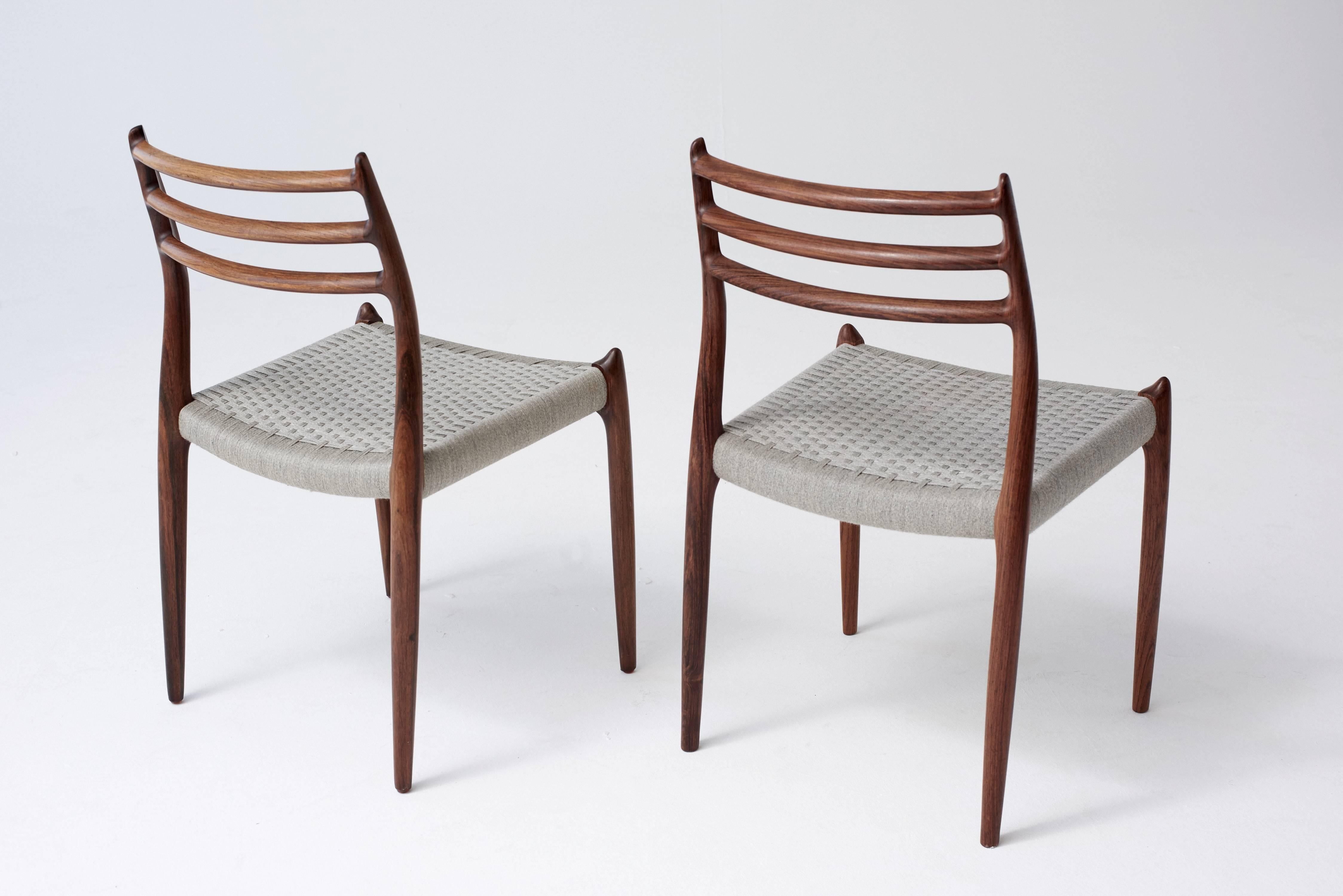 Set of Eight (8) Model 78 Rosewood Chairs by Niels O. Møller, Denmark, 1960s 10