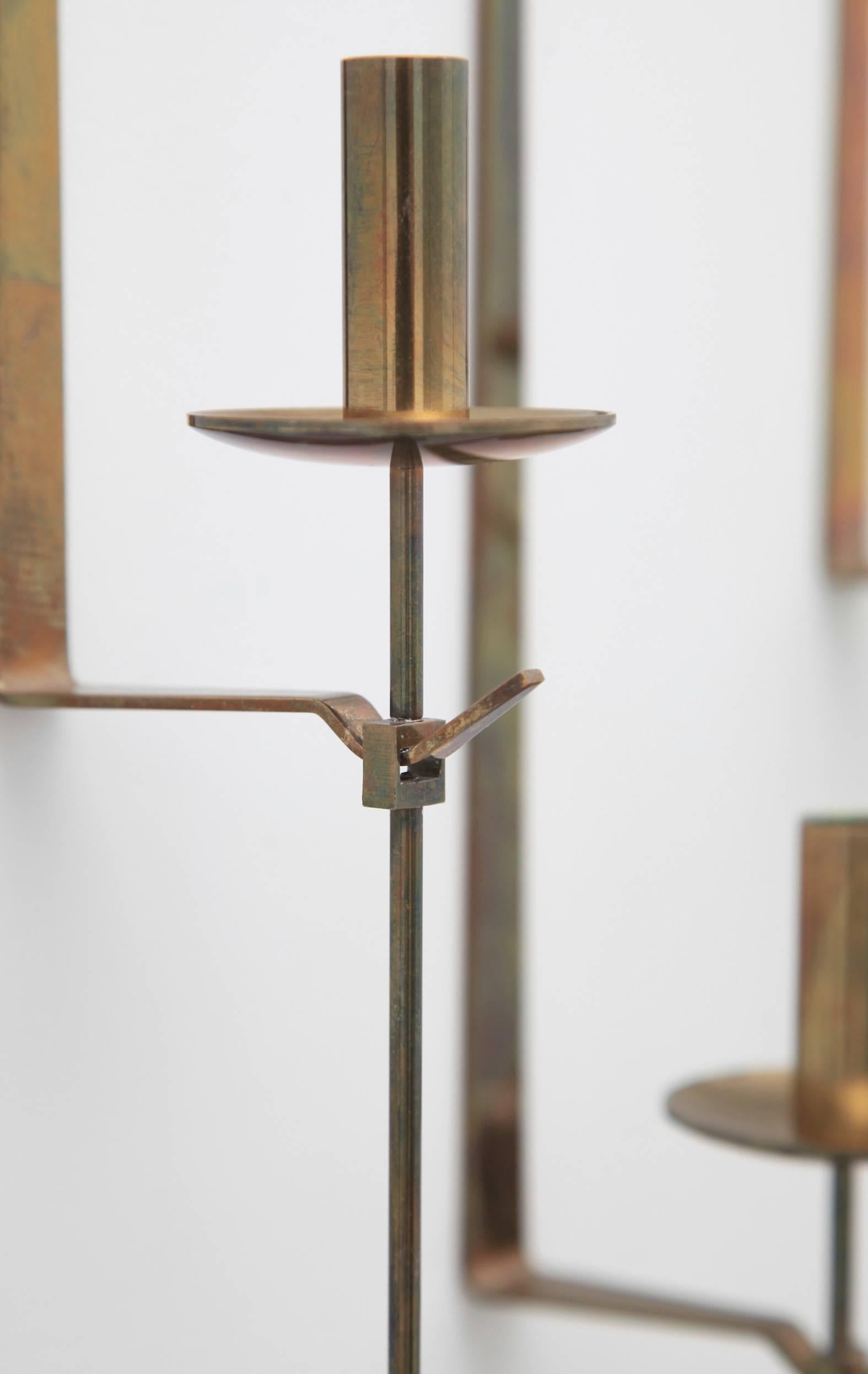 Wall Candleholders by Pierre Forssell, Skultuna, Sweden, 1950s (Messing)