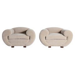 Pair of Armchairs, Upholstered in Pure Alpaca