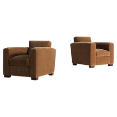 A Pair of Club Chairs, Upholstered in Pure Mohair