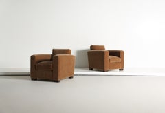 A Pair of Club Chairs, Upholstered in Pure Mohair