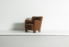 Elegant Lounge Chair, Upholstered in Golden Brown Pure Mohair
