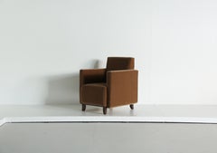 A Square Armed Club Chair, Upholstered in Pure Mohair