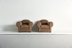 Superb Pair of Club Chairs, Upholstered in Pure Alpaca Fabric