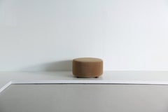 A Large Round 36" Ottoman / Footstool in Pure Golden Brown Alpaca