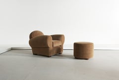 Superb Club Chair and Ottoman, Upholstered in Pure Alpaca Fabric