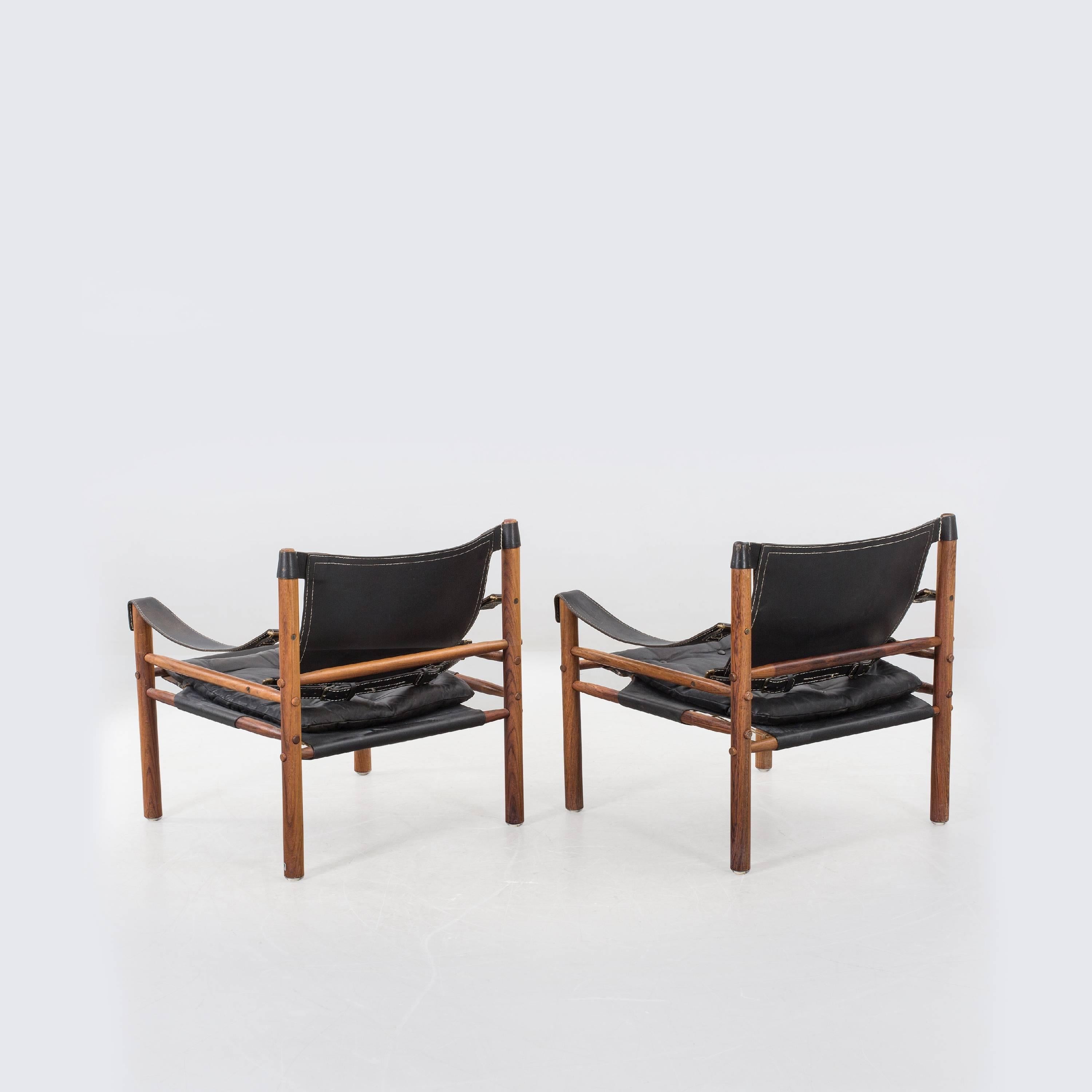 20th Century Arne Norell Safari Sirocco Chairs in Rosewood with Detachable Table, 1960s 