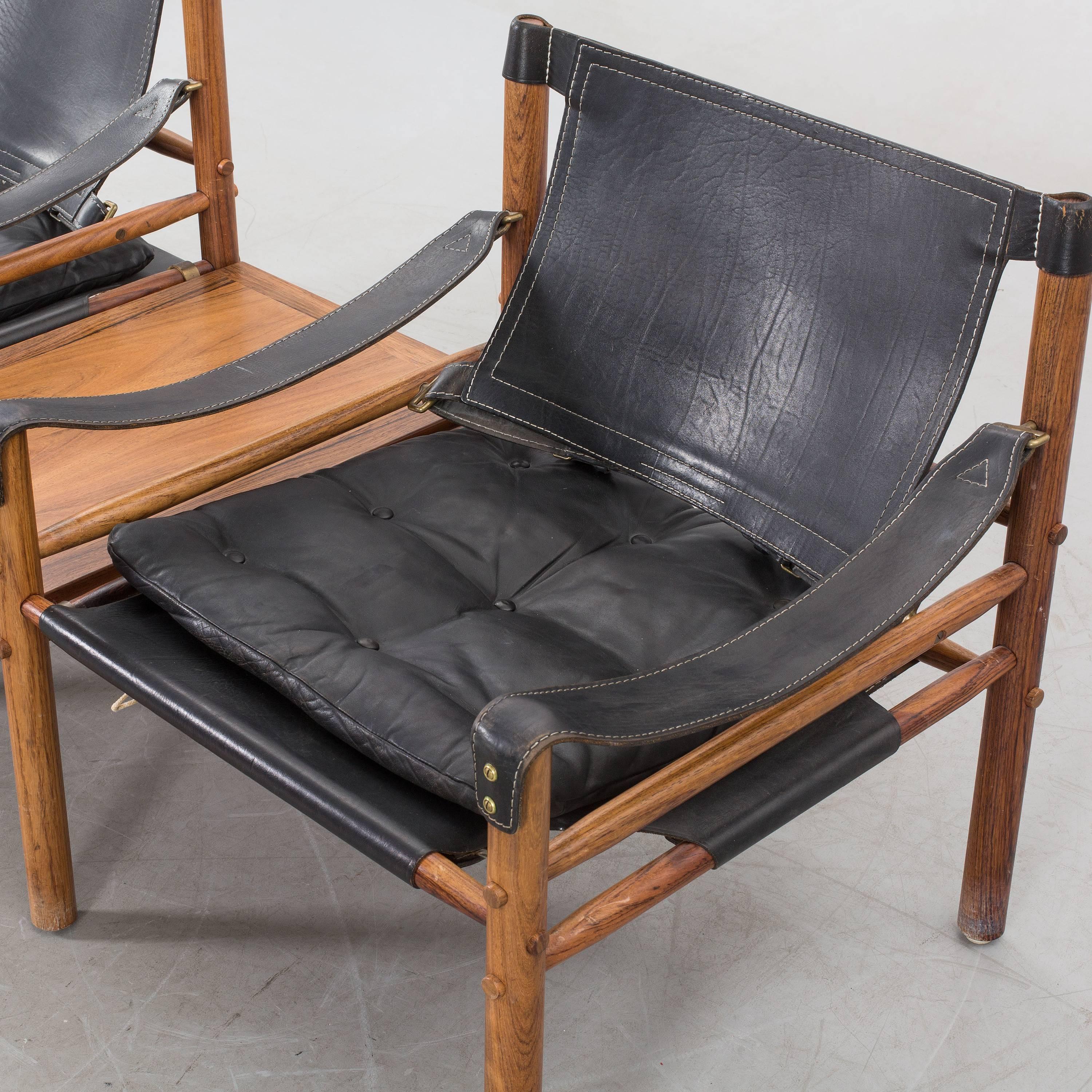 Arne Norell Safari Sirocco Chairs in Rosewood with Detachable Table, 1960s  2