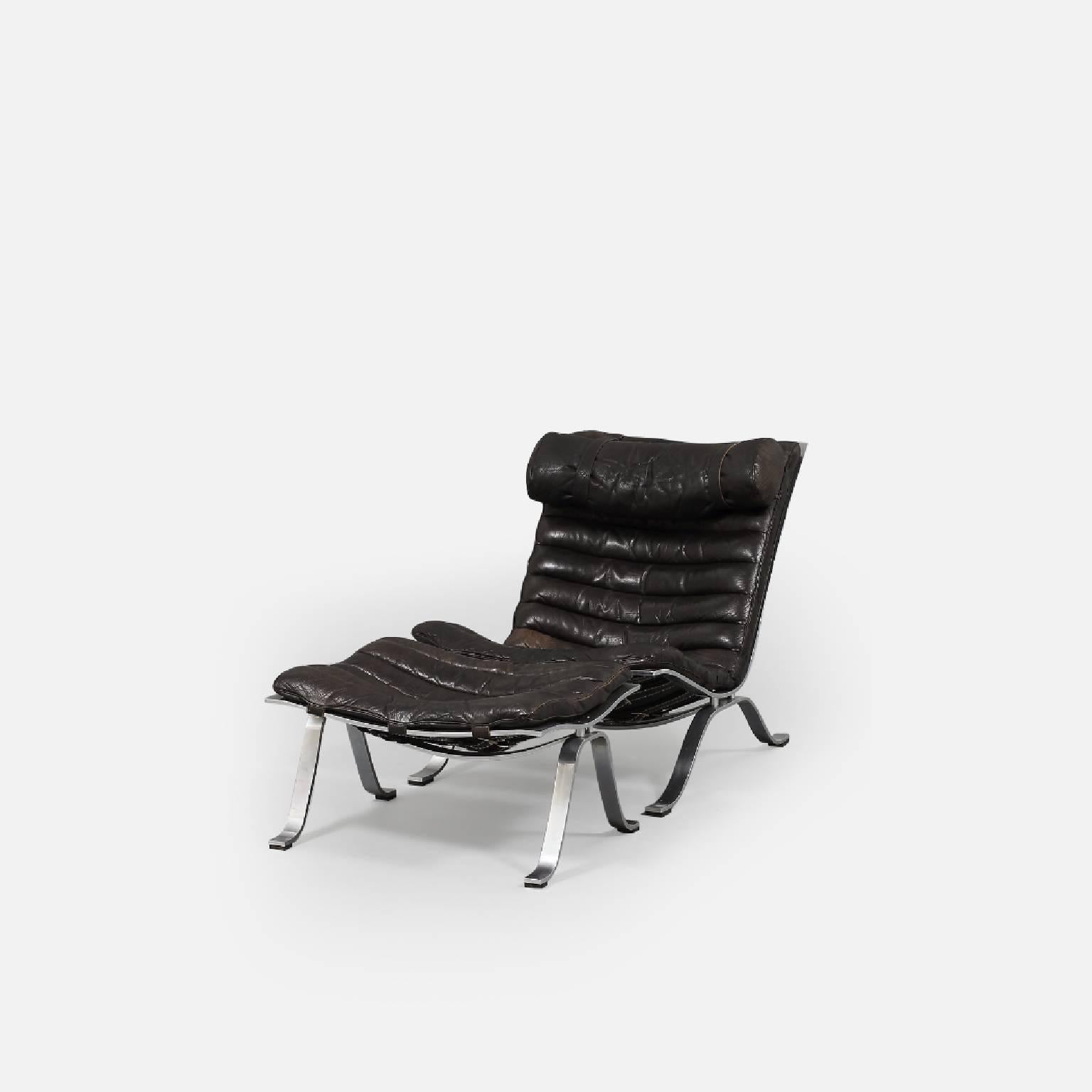 Mid-Century Modern Arne Norell Ari Lounge Chair and Ottoman, 1970s, Sweden