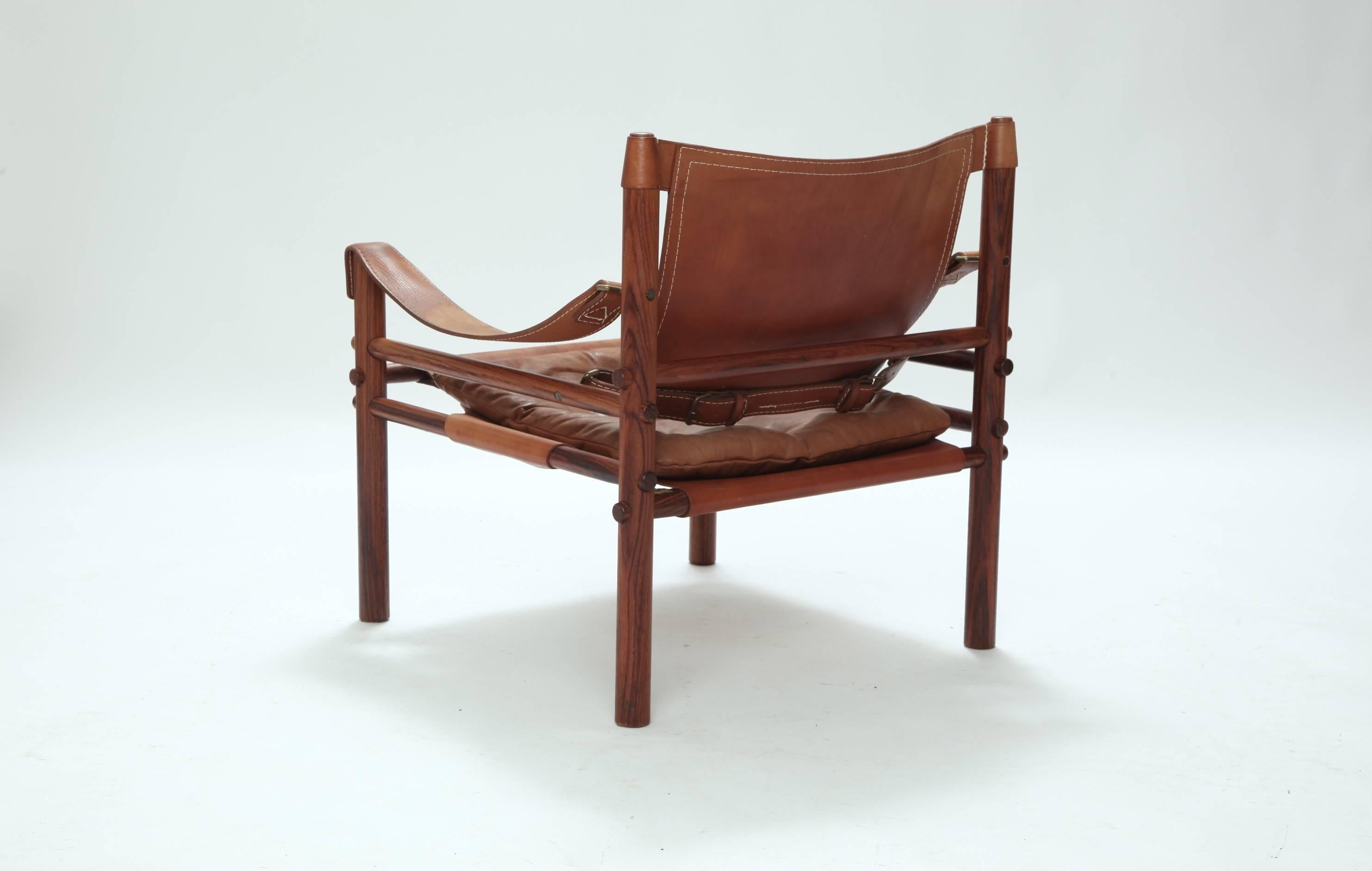 Leather Arne Norell Rosewood Safair Sirocco Chair, Sweden, 1960s