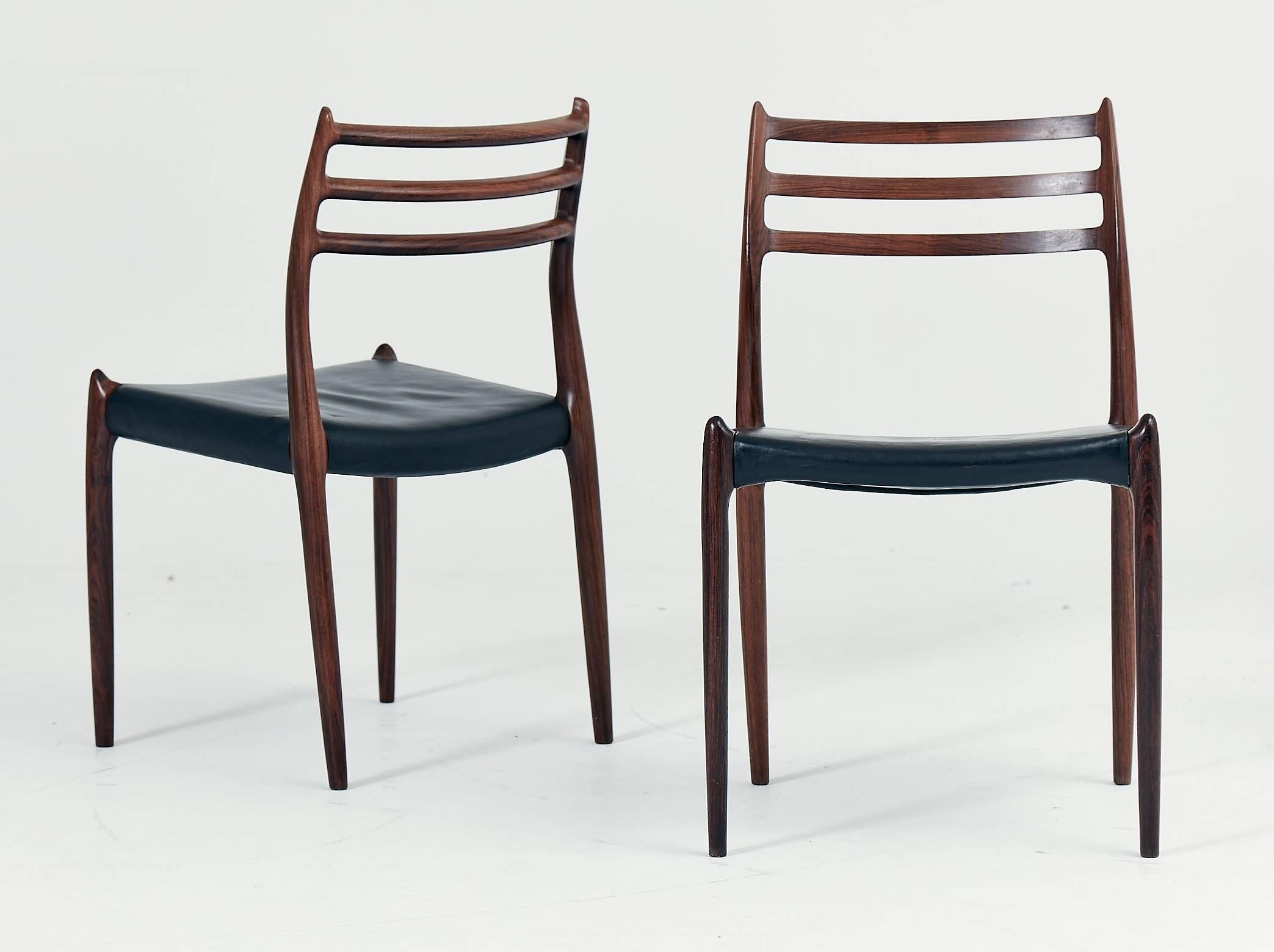 Set of Eight Model 78 Rosewood Chairs by Niels O. Møller, Denmark, 1960s In Excellent Condition In London, GB