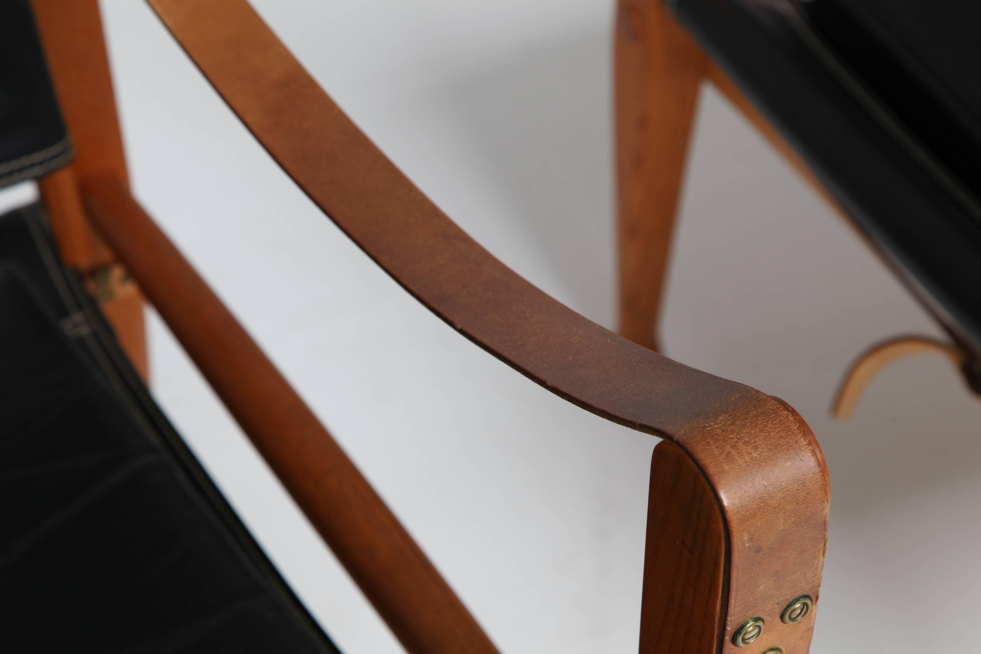 Pair of Kaare Klint Safari Chairs, Made by Rud Rasmussen, Denmark 2