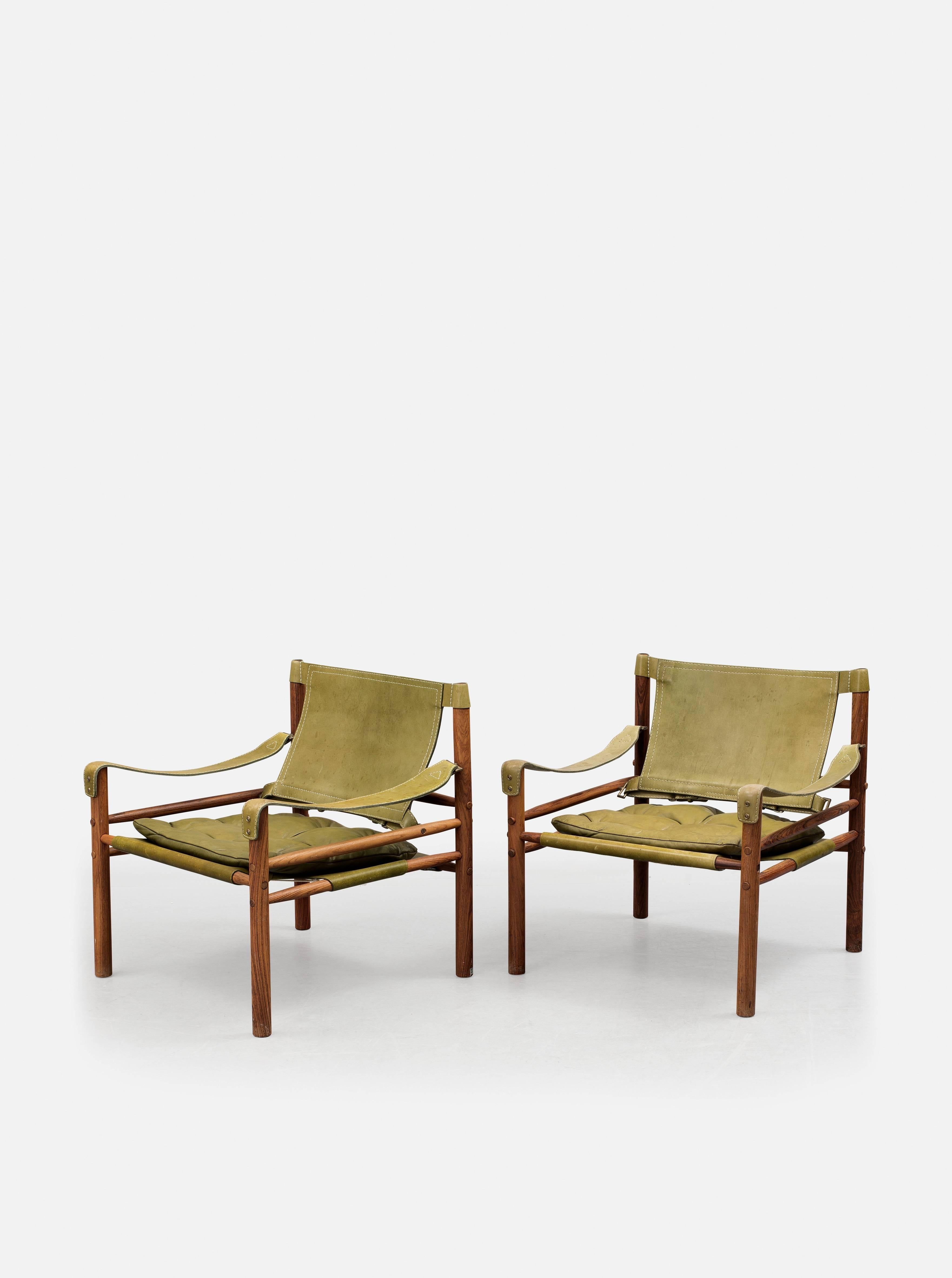 Mid-Century Modern Pair of Arne Norell 'Sirocco' Safari Chairs, Aneby Mobler, Sweden, 1960s