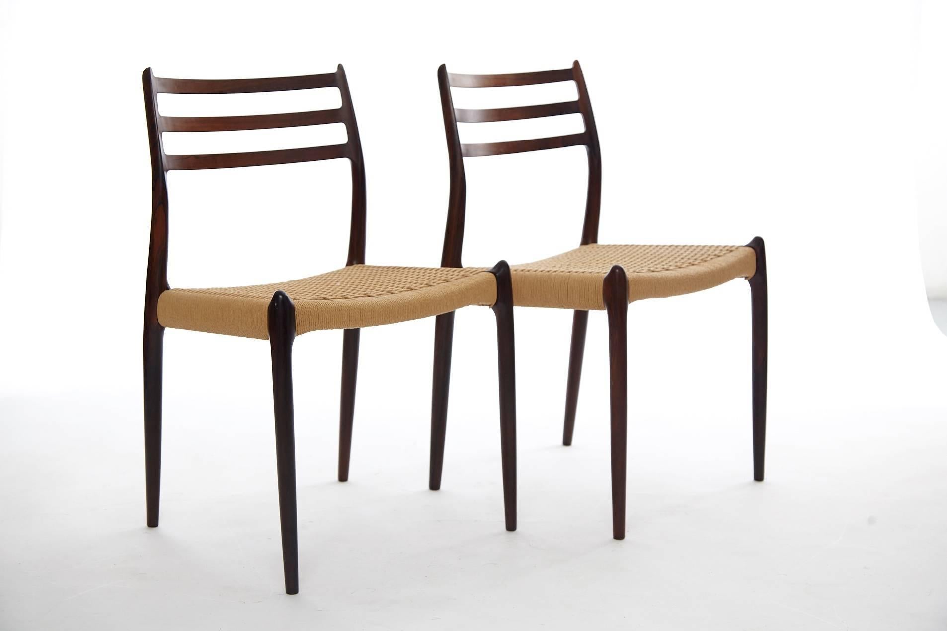 Danish Set of Four Niels O Moller Model #78 Rosewood Dining Chairs, Denmark, 1960s
