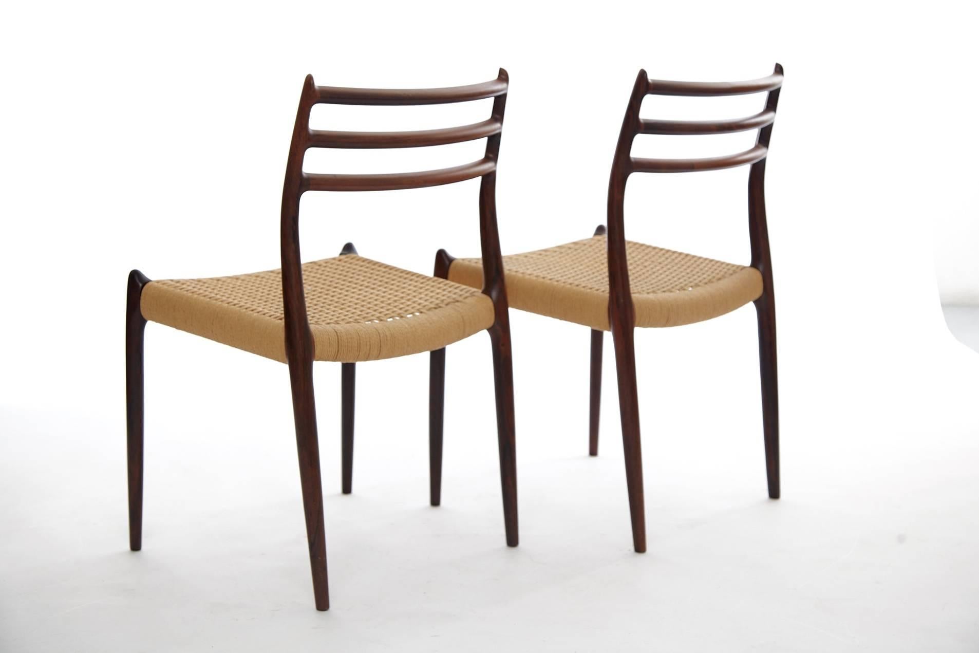 Set of Four Niels O Moller Model #78 Rosewood Dining Chairs, Denmark, 1960s In Excellent Condition In London, GB