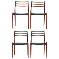 Set of Four 1960s Model 78 Rosewood Chairs by Niels O. Møller