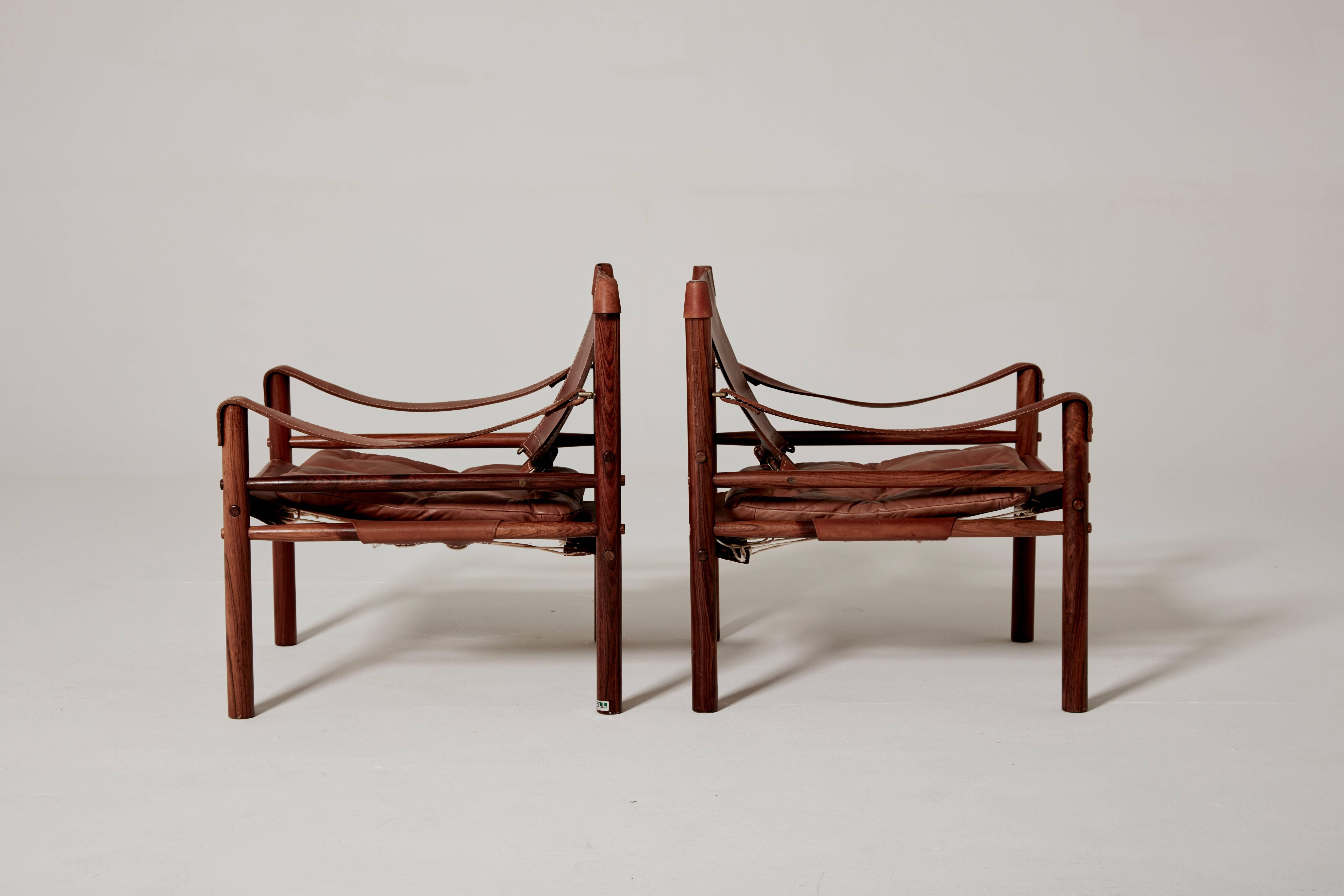 Pair of Arne Norell Safari 'Sirocco' Chairs, Sweden, 1960s In Excellent Condition In London, GB