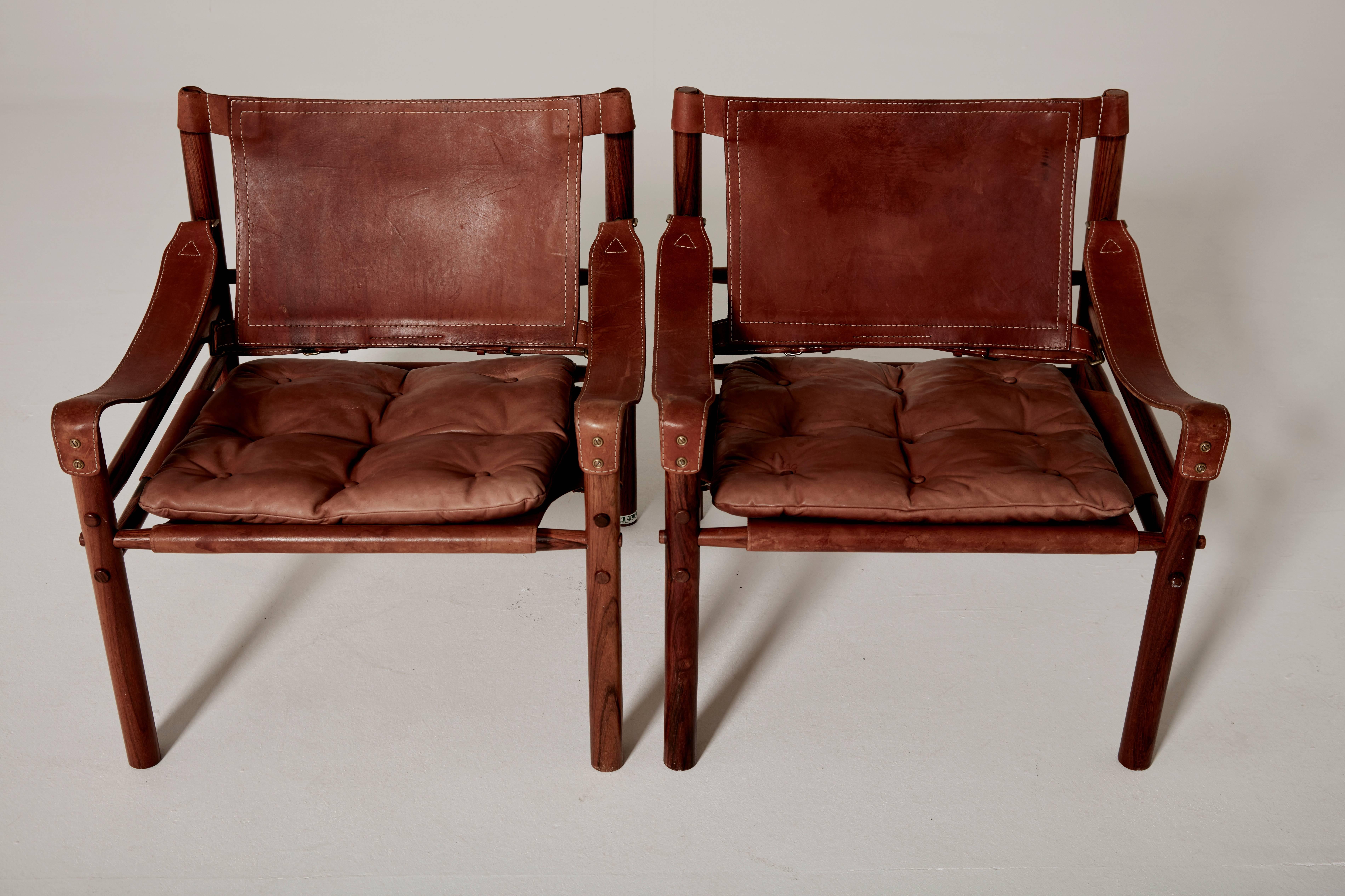 Pair of Arne Norell Safari 'Sirocco' Chairs, Sweden, 1960s 1