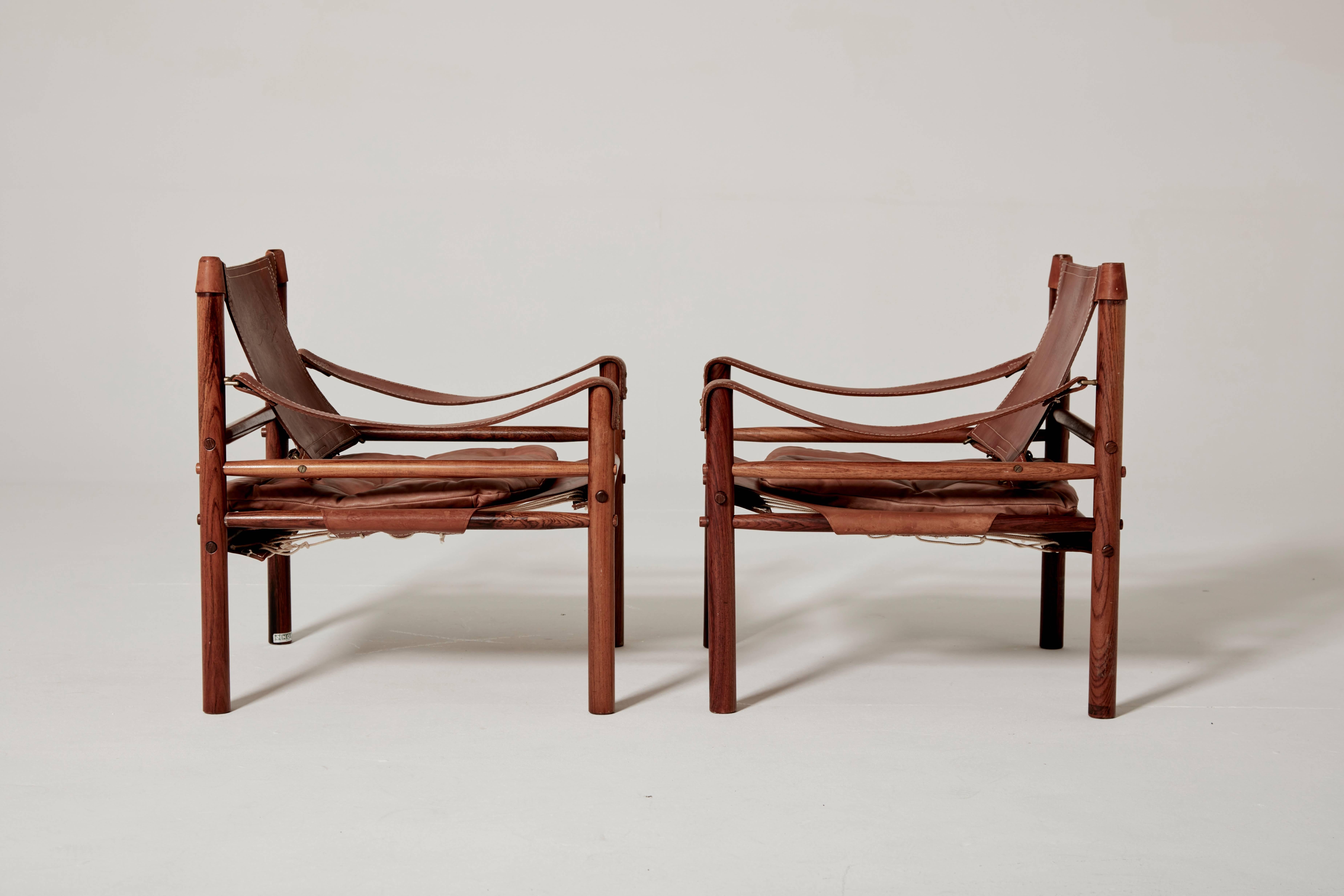 Swedish Pair of Arne Norell Safari 'Sirocco' Chairs, Sweden, 1960s