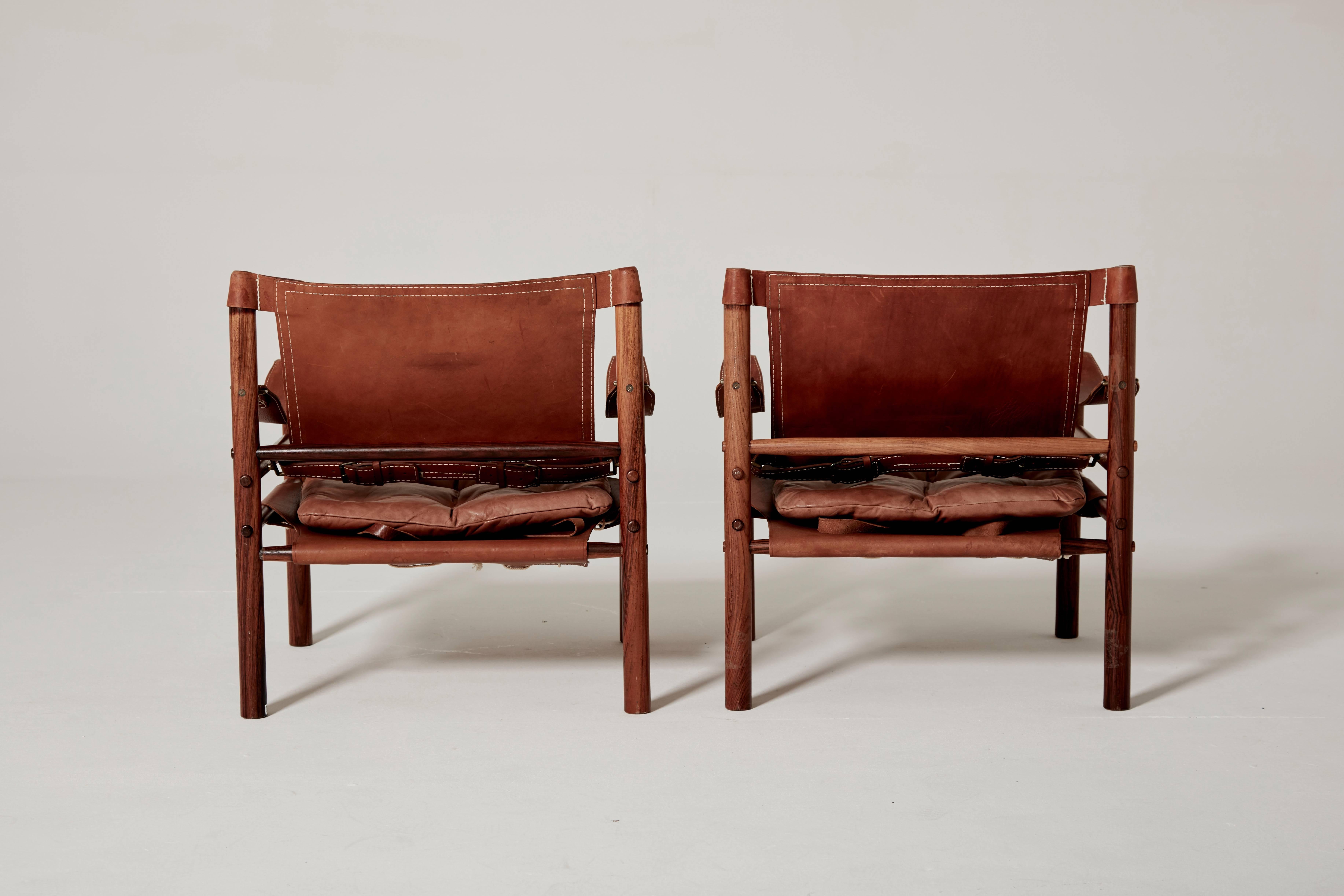 Pair of Arne Norell Safari 'Sirocco' Chairs, Sweden, 1960s 2