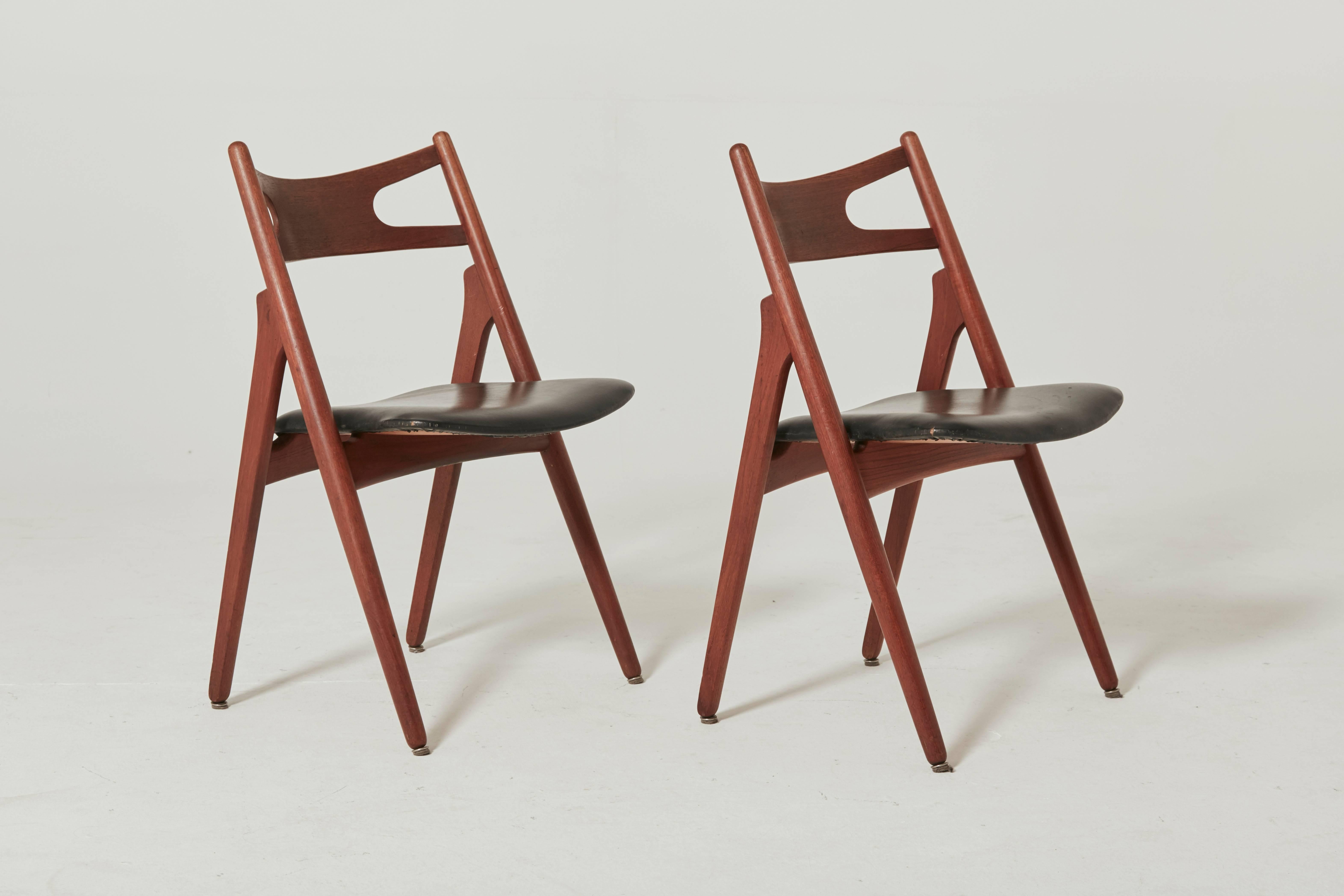 Mid-Century Modern Set of Six Hans Wegner CH-29 Sawbuck Dining Chairs, Carl Hansen, Denmark, 1960s