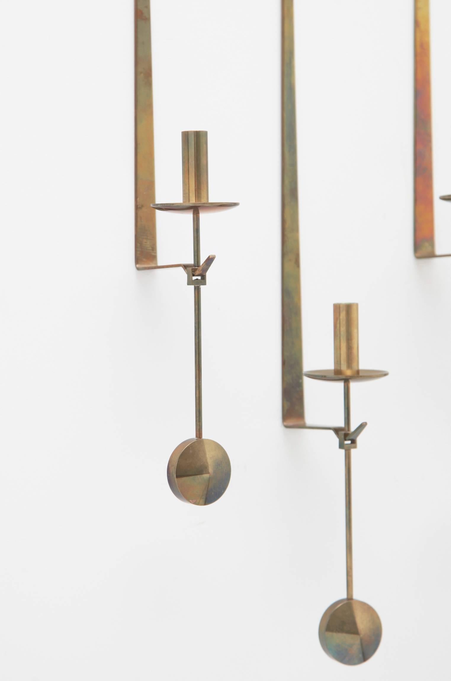 Scandinavian Modern Wall Candleholders by Pierre Forssell, Skultuna, Sweden, 1950s