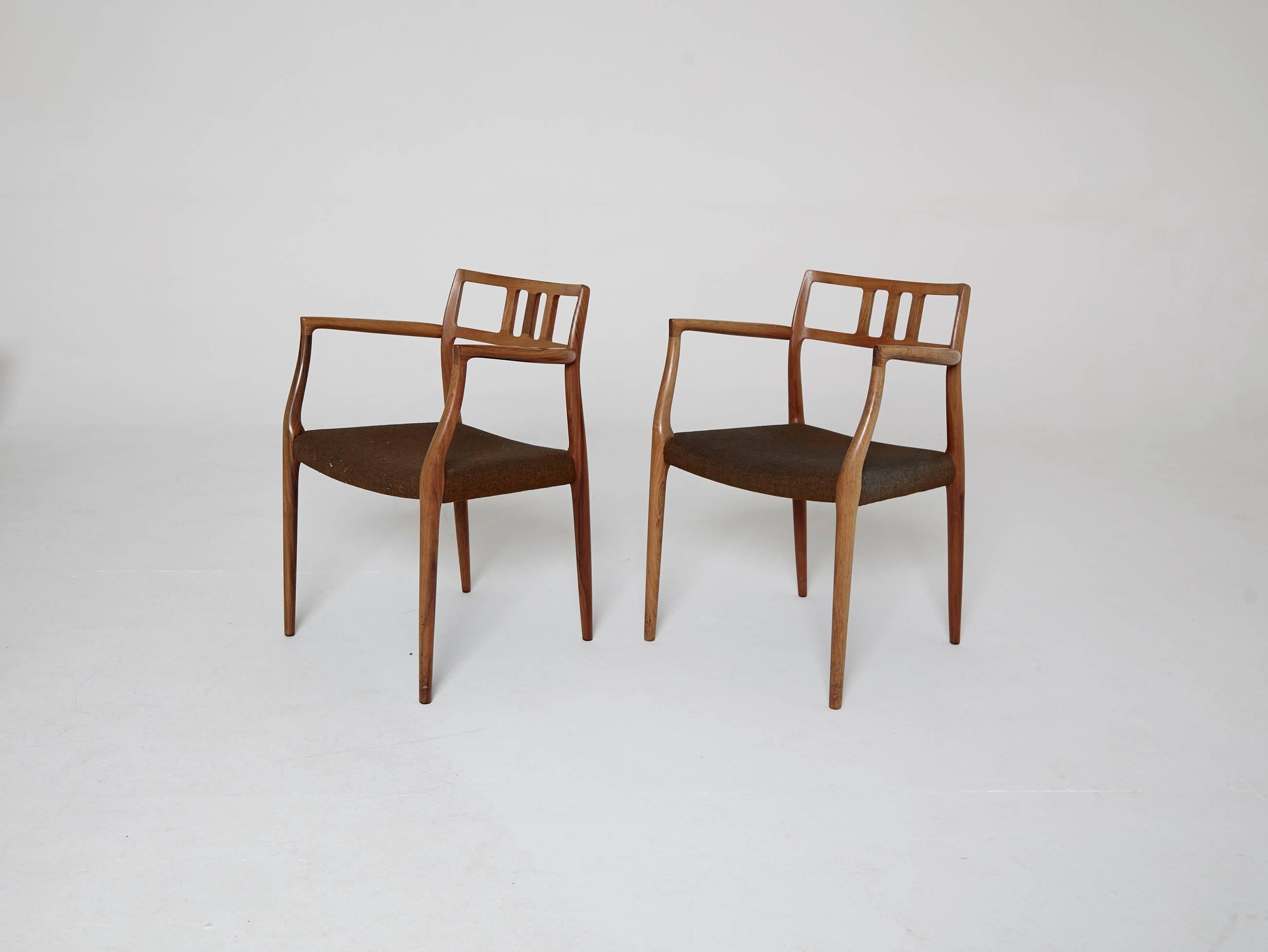 Rare full set of eight rosewood Niels O. Møller model 62/78 dining chairs in excellent original condition by J.L Møller, Denmark, 1960s.