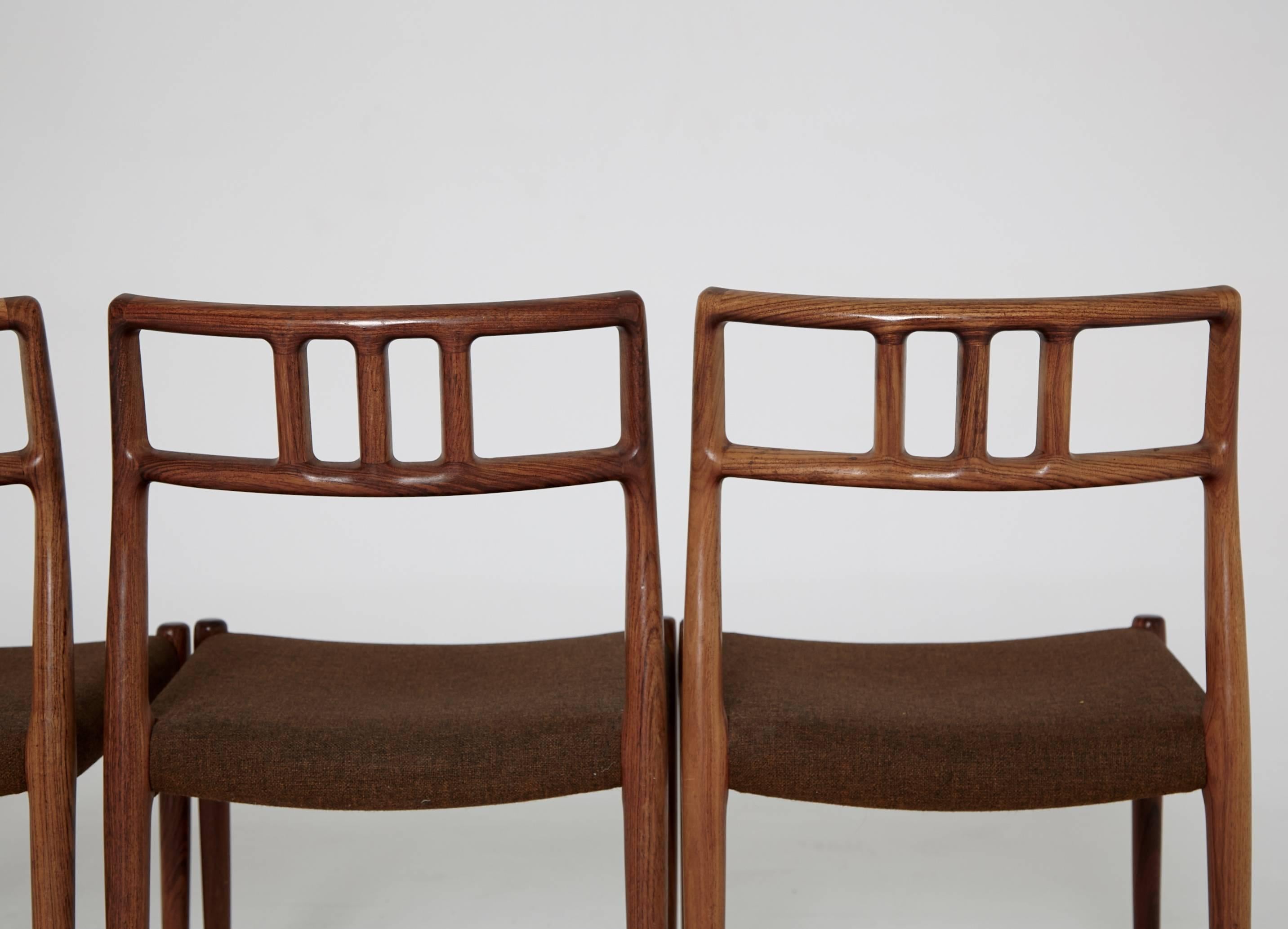 Set of Eight Rosewood Niels O. Møller Model 64/79 Dining Chairs, Denmark, 1960s 2
