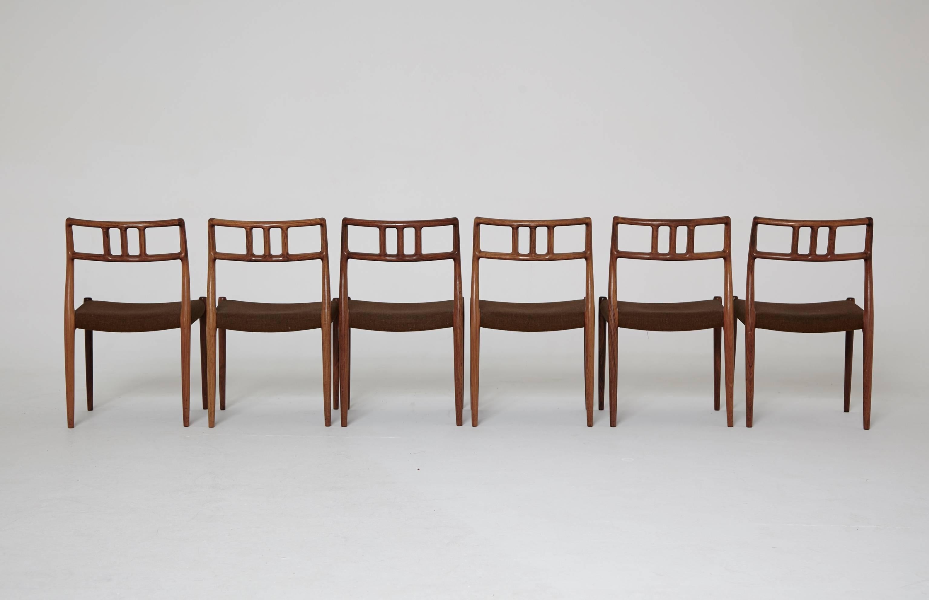 Set of Eight Rosewood Niels O. Møller Model 64/79 Dining Chairs, Denmark, 1960s 1