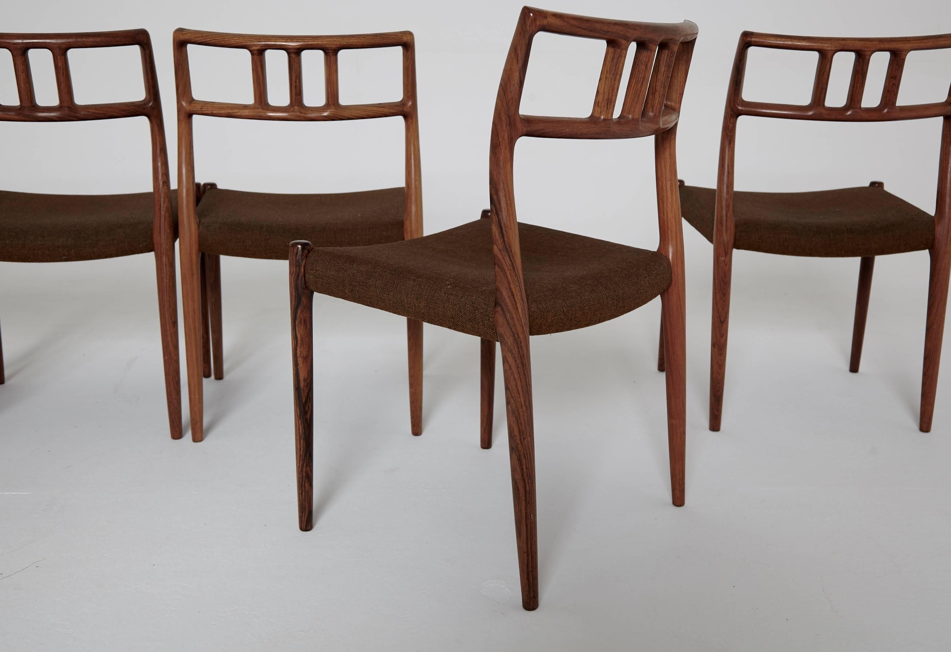 Set of Eight Rosewood Niels O. Møller Model 64/79 Dining Chairs, Denmark, 1960s 3