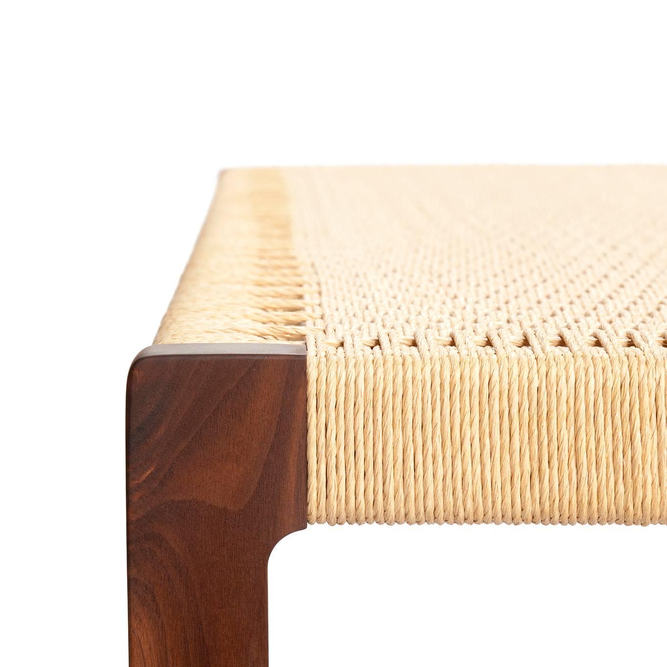 Giacomo Bench, Solid Walnut with Hand-Woven Danish cord Seat 48