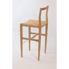 Giacomo Bar Chair or Barstool in Cerused White Oak, Danish Cord, Brass Footrest