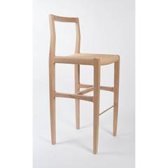 Giacomo Counter Chair or Stool in Cerused White Oak, Danish Cord, Brass Footrest