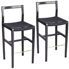 Giacomo Bar Stools (2) in Ebonized Ash - DISCOUNTED 50% - available now