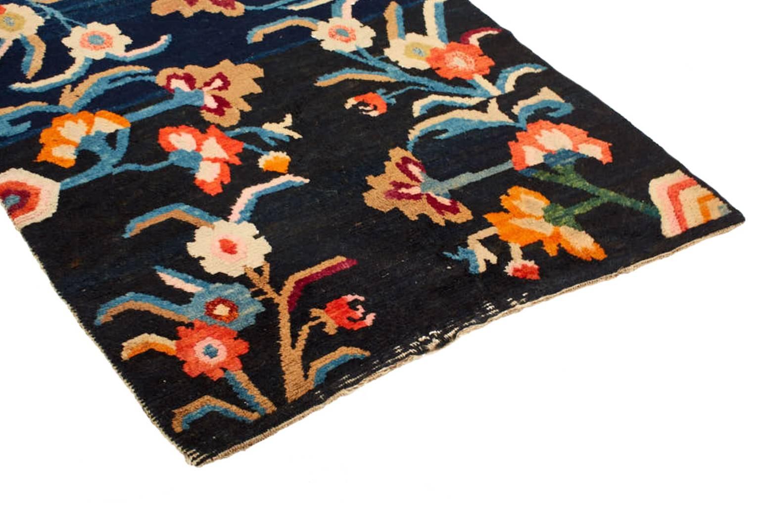 Mid-Century Modern Vintage Tibetan Wool Rug For Sale