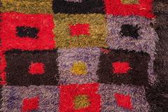 Vintage Turkish Handwoven Central Anatolian Pink Green and Purple Tulu Rug