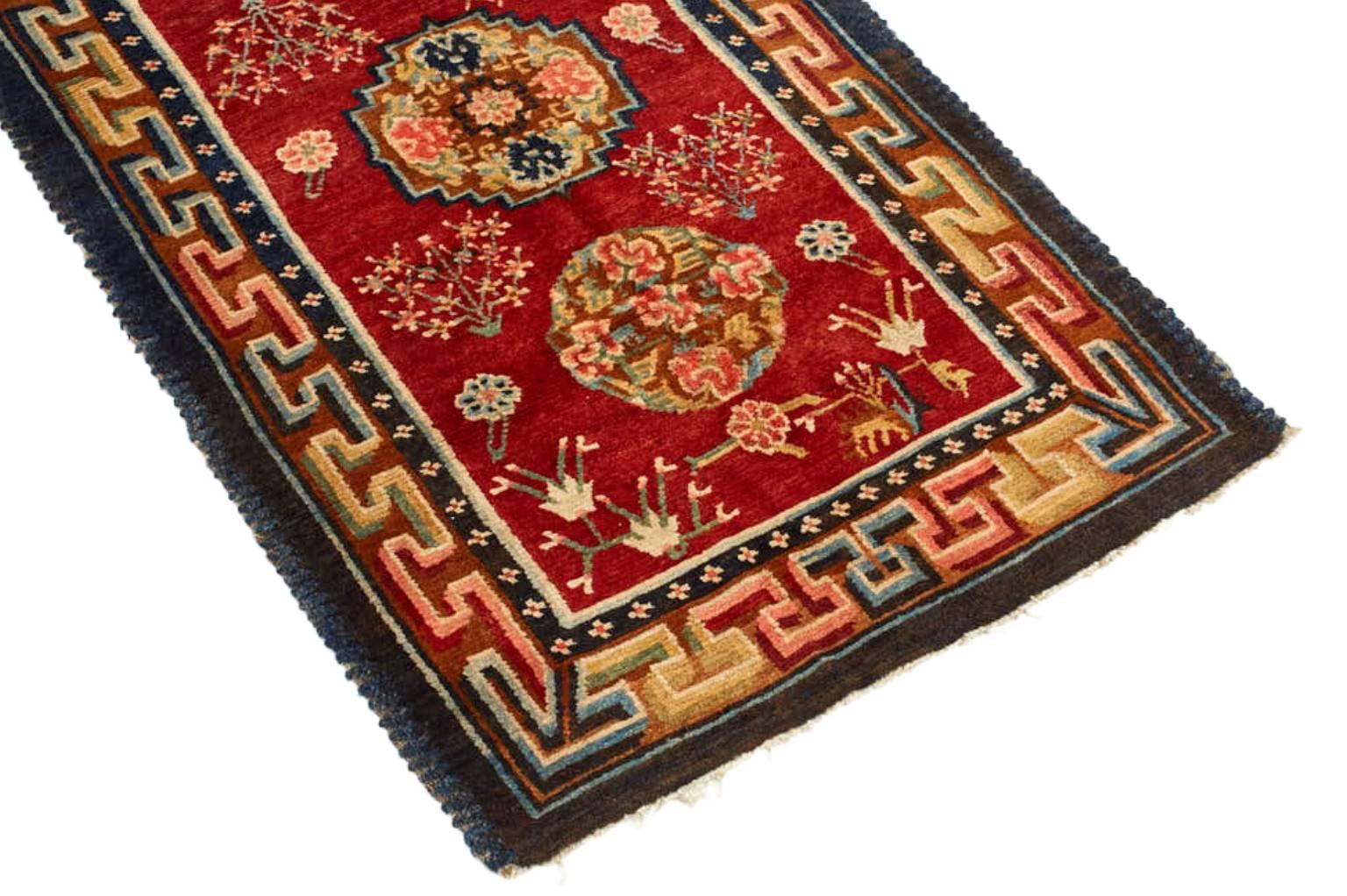 Mid-Century Modern Vintage Tibetan Wool Rug