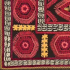 Vintage Black, Pink and Yellow Suzani Textile